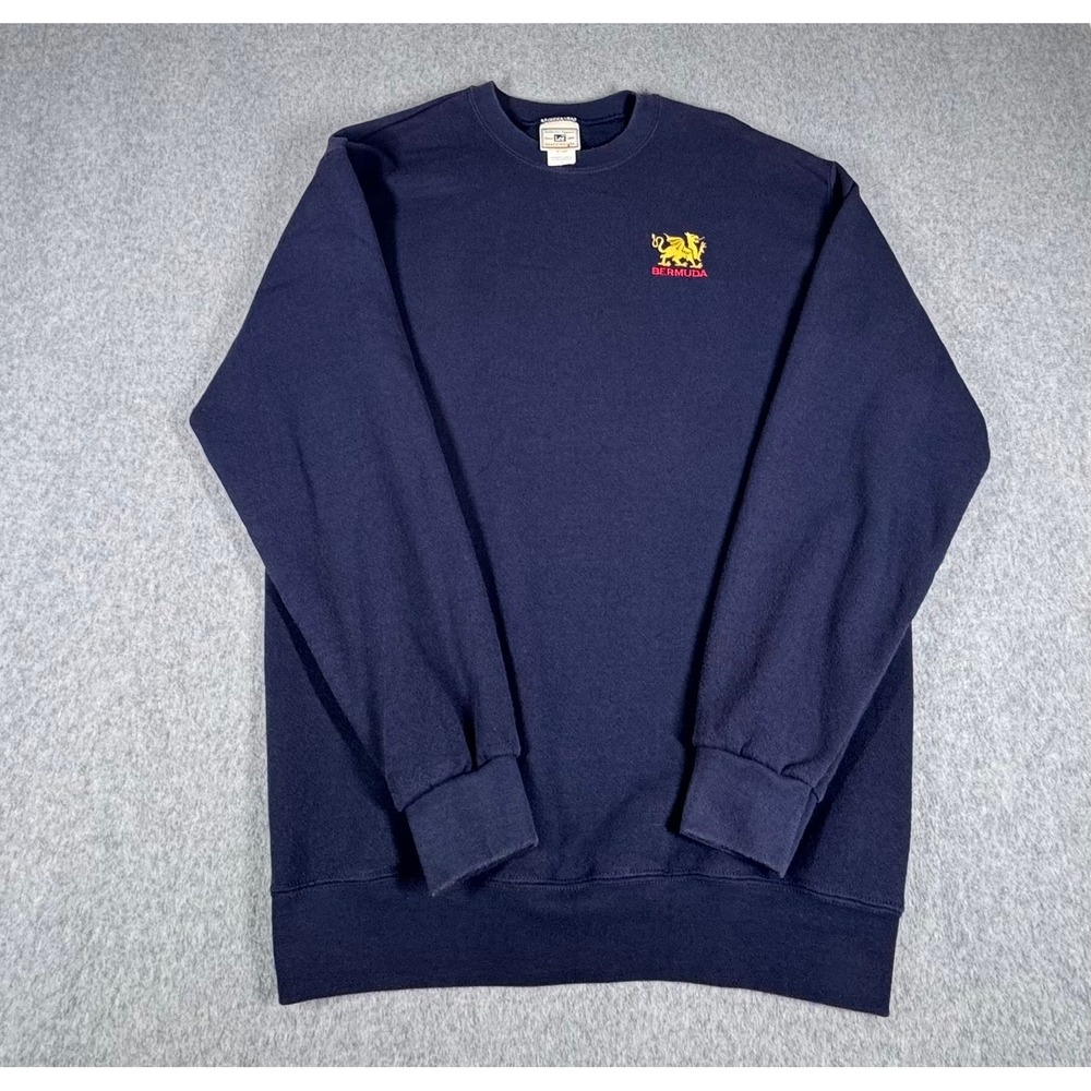 Lee Heavyweight Vintage Navy Crewneck Cotton Blend Sweater Sweatshirt Bermuda - Picture 1 of 5